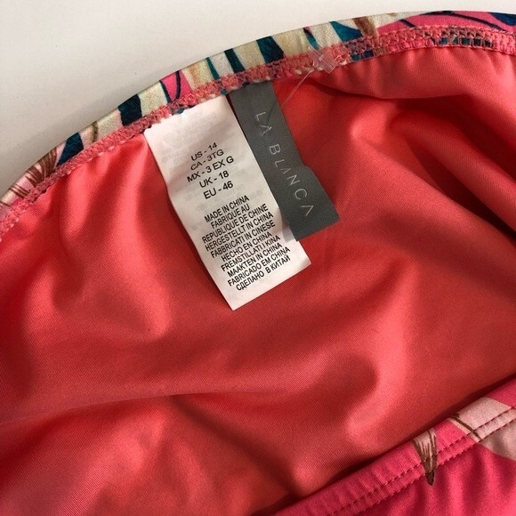 NEW La Blanca Tropical Rain Palm Print Bikini Bottoms Size 14 - Picture 4 of 5